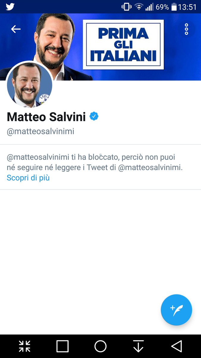 Me ne sono appena accorta. La verità fa paura, la competenza anche, la solidarietà idem, la scienza non ne parliamo, chi ha studiato te fa er culo Matte', e non parlo di me ma di chi è molto più preparato di me. Sei piccolo Matte', prima o poi se ne accorgeranno tutti.