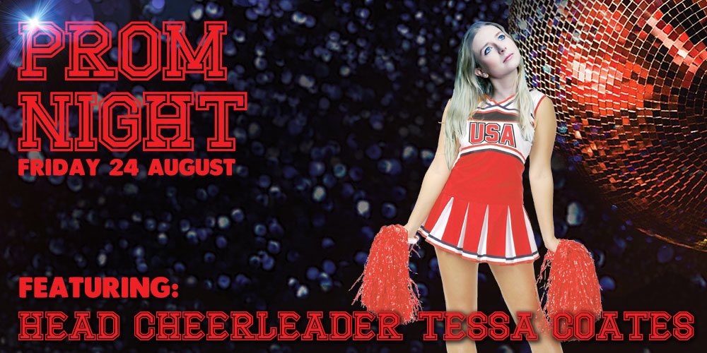promedynight's tweet photo. 📣 GIVE ME A ‘P’! GIVE ME AN ‘R’! GIVE ME AN ‘O’! GIVE ME AN ‘M’! 📣 

Keeping our cheerleaders - The Assettes - in line (and in pyramid formation) at PROM NIGHT will be none other than Assembly High’s Head Cheerleader, Tessa Coates!

🎟 https://t.co/HsP7n09aRA https://t.co/GpX6INL3Ww