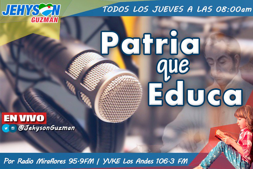 JEHYSONGUZMAN's tweet photo. ¡ANTENTOS! Que en minutos seguiremos hablando más del tema de la #BasuraEnMerida por nuestro programa radial #PatriaQueEduca: a nivel nacional por @FmMiraflores y en los Andes por YVKE @MundiallosAndes 106.3FM. https://t.co/3sivy0UBQy