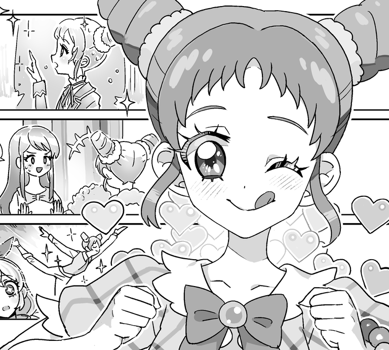 634さん(@mss_rebirth)のアイカツ本に一枚描かせて頂いております。思い入れのある回がテーマという事で…これは一体何話なんだ… 
