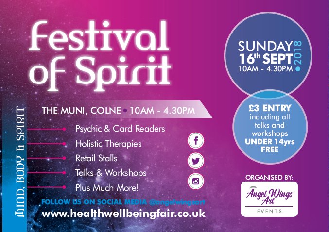 angelwingsart's tweet image. Looking for inspiration? Join us on 16th Sept at @ColneMuni for Festival of Spirit 2018! Lynn Meadowcroft will be bringing a wonderful selection of inspiring books, oracle cards &amp;amp; talking about the Magic of Believing in Yourself at 2pm! #fos18 #inspiration #wellness #Lancashire