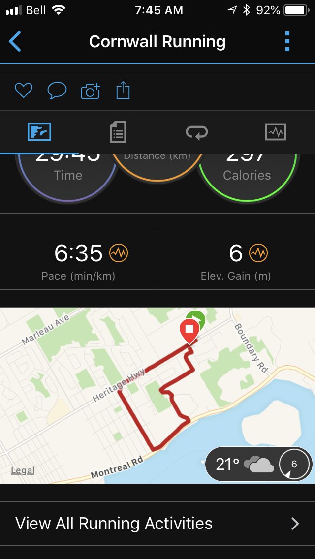 Wanted to take a different route this morning but misjudged the distance. It was still a good run.