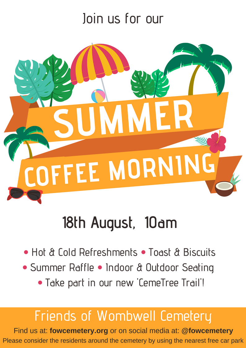 FOWCemetery's tweet photo. Free next Saturday? Come to our SUMMER Coffee Morning starting from 10am onwards! #coffeemorning #Barnsley https://t.co/QWZtF1jIoY