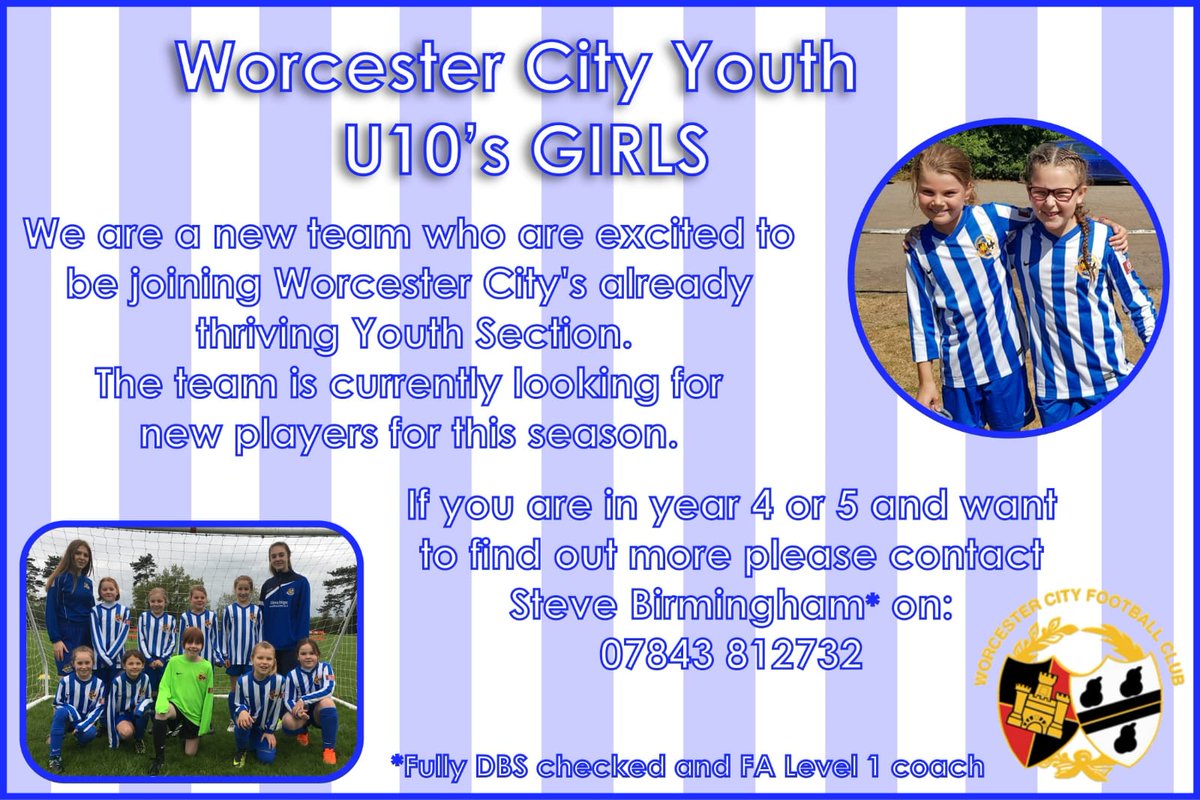 city_worcester's tweet photo. New girls team at Wcfc youth this year
#Doyouwanttojointhefamily https://t.co/BgJRNep03J