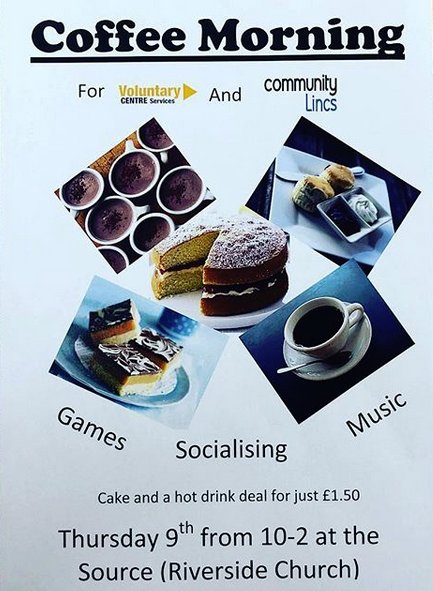 community_lincs's tweet image. Coffee morning is today! Say #ncsyes and drop in to The Source Riverside Church, #Sleaford, 10am to 2pm. Games, live music &amp;amp; cake (gluten free &amp;amp; vegan available)! instagram.com/p/BmK9JnAgc4_/… 

@VCSNK @EBP_UK #ACRENetwork @SleafordTown @NorthKestevenDC #volunteering #supportlocal