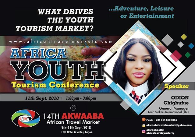 Join General Manager, Tour Brokers International Mrs. Odion Chigbufue @oodee2609 and the youths at the Africa Youth Tourism Conference @akwaabaaftm as the topic 'What drives the youth tourism market? Adventure, Leisure or Entertainment' will be discussed… ift.tt/2M5fkfP