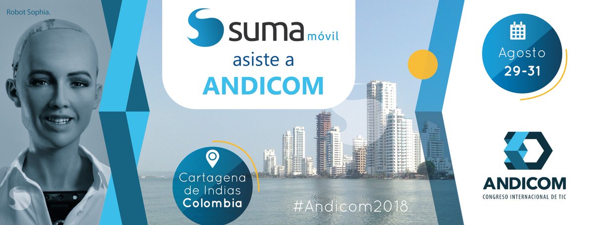 SUMA móvil asistirá a <a href="/ANDICOM/">ANDICOM</a> 2018 los próximos 29, 30 y 31 de agosto en Cartagena de Indias (Colombia).