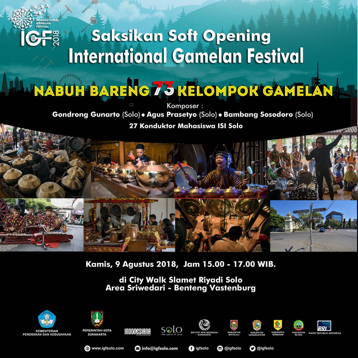 Sahabat Museum, jangan lupa untuk berkunjung ke Solo hari ini. Ada #InternationalGamelanFestival yang sedang diselenggarakan di sepanjang city walk Jalan Slamet Riyadi Solo