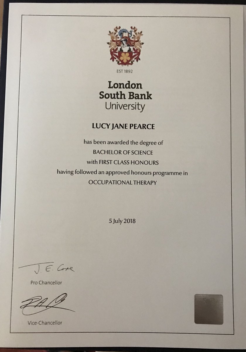 LucyJPearce's tweet image. Very proud to now be able to call myself an Occupational Therapist! What a journey the past 4 years have been! Cannot thank the @LSBU #OTTeachingTeam, my #PracticeEducators, the @LSBUOTSOCIETY and my amazing #2014PTCohort enough for bringing out the absolute best in me! 💚💚