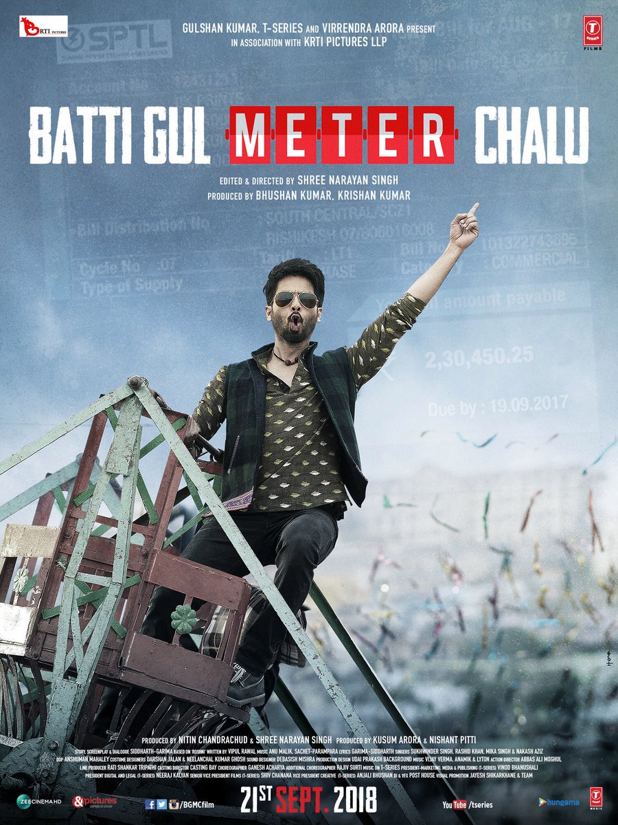 Brand New Poster of #BattiGulMeterChalu
 @Shahidkapoor @ShraddhaKapoor #divyenndusharma @yamigautam @TSeries @bgmcfilm #BhushanKumar @ShreeNSingh @KuttiKalam