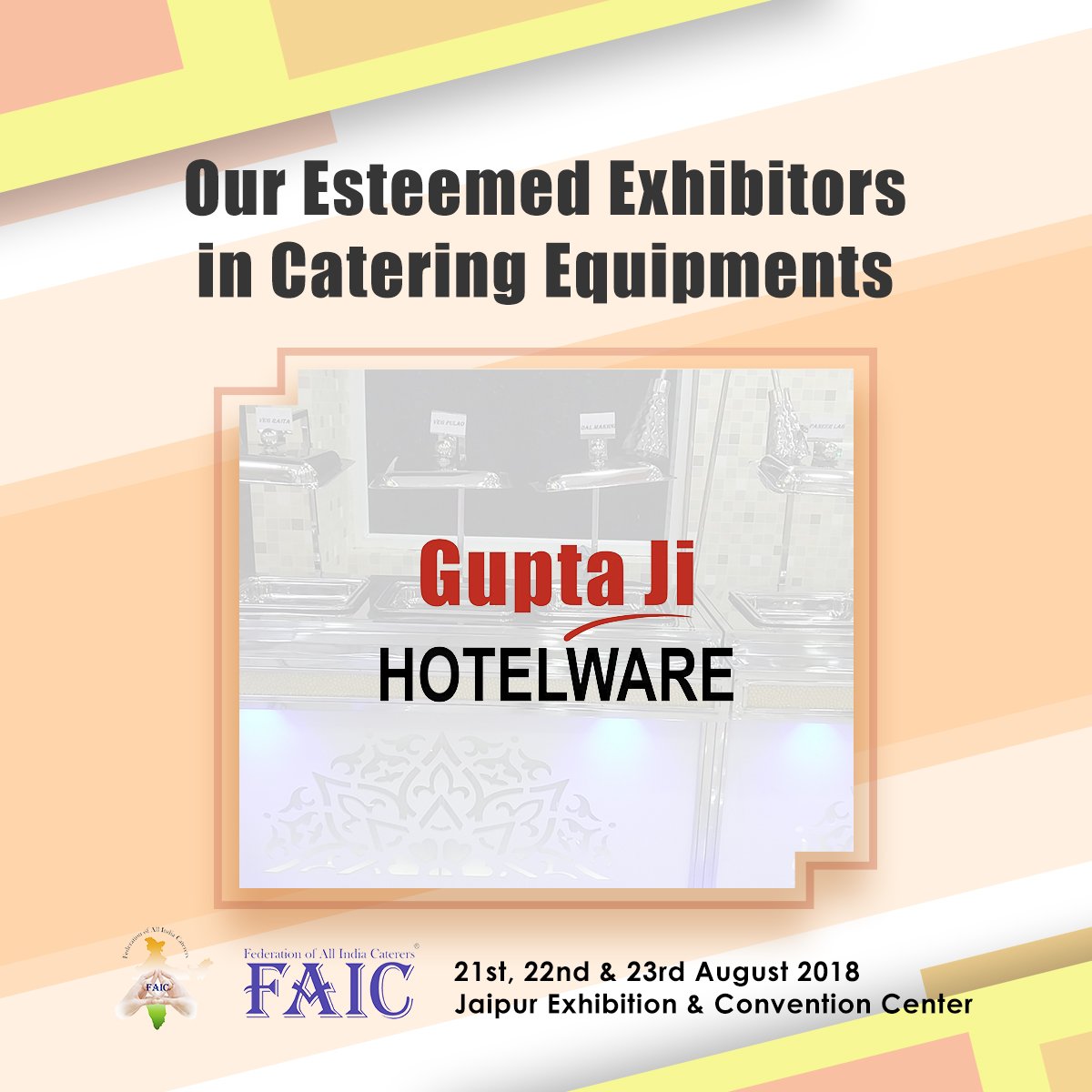 FaicIndia's tweet photo. Our esteemed exhibitors in Catering Equipments
 #food #cateringequipments #kitchen #foody #FAICIndia #foodandbeverages #foodcatering #cateringexhibition #foodevent #catererlife #cateringevent #foodbusinessnetworking #startupindia #foodexhibition #catering #convesation #restaurant https://t.co/AhSDYsvaR7
