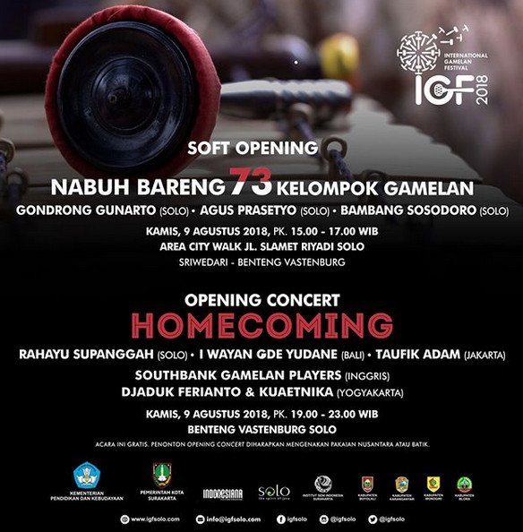 Agenda Hari ini. Mantabs! #InternationalGamelanFestival 2018 #IGFSolo