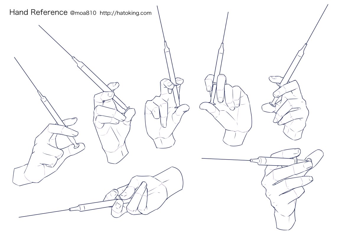 Moa お知らせ トレスokな手のイラスト資料集に 注射器 を追加しました モデルに使用したのは万年筆用の3mlシリンジなので容量小さめですが 医者や科学者キャラの立ち絵等にどうぞ T Co wjw0jtjn