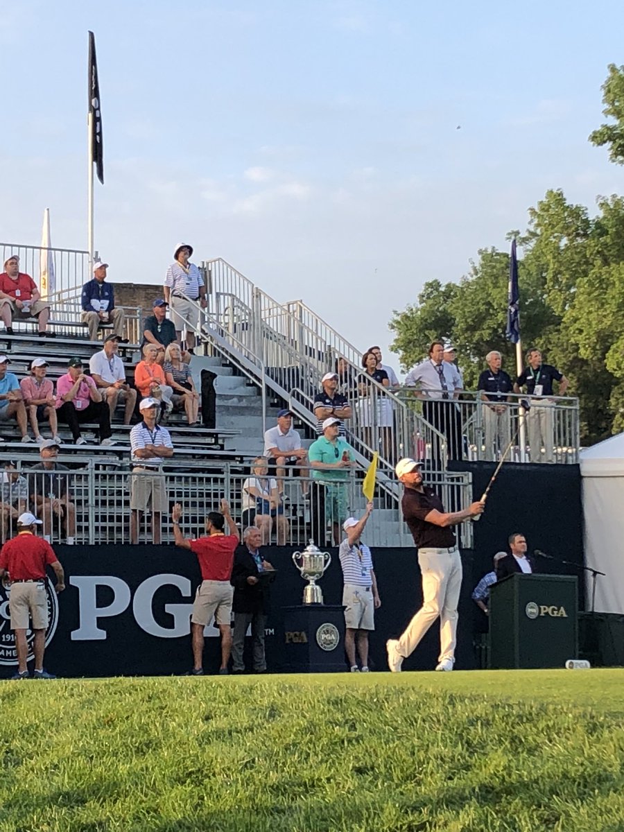 It’s time for the 100th <a href="/PGAChampionship/">PGA Championship</a>. Michael Block hits the first tee ball and we’re playing golf at Bellerive. #PGAChamp