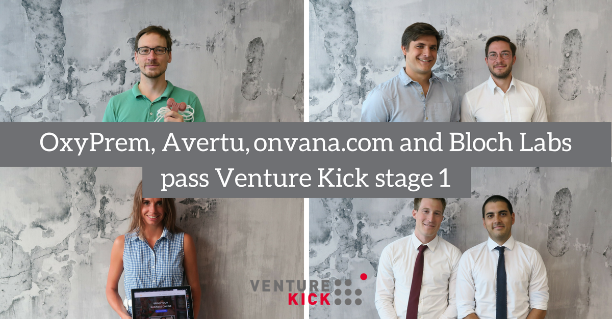 venturekick's tweet photo. 4 new #SwissStartups have convinced the #VentureKick jury with innovative projects and receive CHF 10,000 each. Congrats to @AvertuApp, https://t.co/631RZ0Qm5X, OxyPrem and Bloch Labs! https://t.co/ILHGv6t7aM https://t.co/OnUiV4aLST