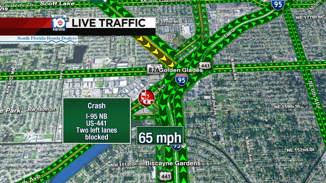 #TRAFFICALERT Crash on I-95 NB at US-441. Two left lanes blocked #MIAMI #TRAFFIC https://t.co/tCzcVcYV9R