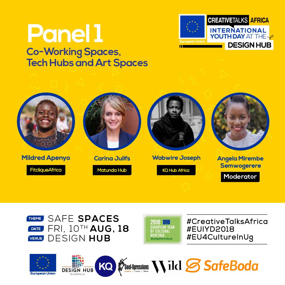 kq_hub's tweet image. This panel will be moderated by @angiemirembe, founder of #CodingInHeels. She's an illustrious techie, trainer and motivational speaker. We hope to find out how players in tech hubs, co-working and art spots are creating #SafeSpaces.
#EUIYD2018
#EU4CultureInUG