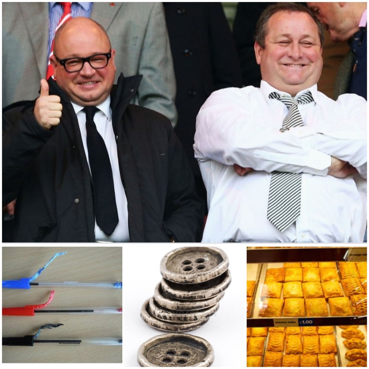 BLACK7WHITESwan's tweet photo. Breaking. #nufc linked to 4 sausage rolls and a steak bake on loan after Lee Charnley spotted in @GreggsOfficial counting buttons, fluff and chewed biro lids onto the counter. #everypennyGeneratedpaidForAshleysDinner #buttyRun #IfRafaGoesWeGo #AshleyOUT #TransferDeadLineDay https://t.co/ot6UzwAlYz
