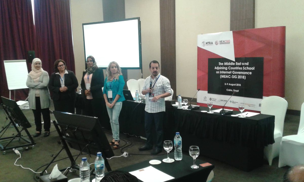 meacsig's tweet photo. @meacsig participants start their group presentations on their "Policy to die for": Current group worked on #IP Policy @ICANN @AWIInstitute @IGPAlert @NTRAEGYPT @RIPE_NCC @internetsociety https://t.co/p75Kk5Wz7u