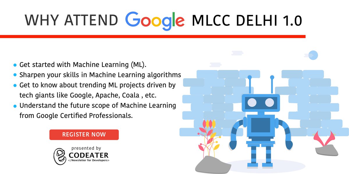 meetCodeater's tweet image. Why attend @Google MLCC Delhi 1.0 ? To Register - buff.ly/2KGhflv

#MLCCDelhi #Codeater #NewsletterForDevelopers #Tech #AI #machinelearning #business #growthhacking #deeplearning #data #bigdata #iot #wedesign #growthmindset #creativity #entrepreneuer #startup #leadership