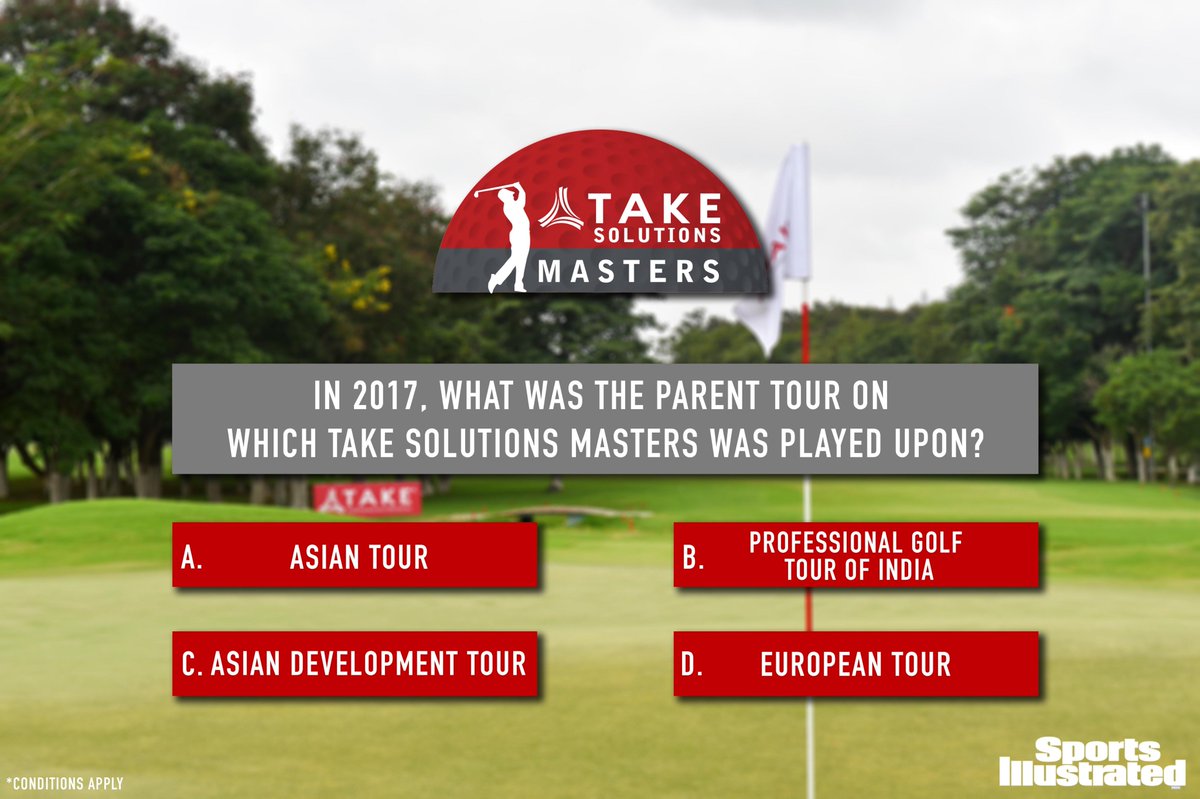 sportsNfitIN's tweet photo. CONTEST ALERT: Here's Question 2 of the 2018 @TSMastersgolf contest. Answer with the correct option (A, B, C, D) and win authentic TAKE Solutions Masters merchandise like t-shirts and caps. 🏌️⛳

*The winners of the contest will be decided by a Lucky Draw

#TakeSolutionsMasters https://t.co/x7KQqRrSKK