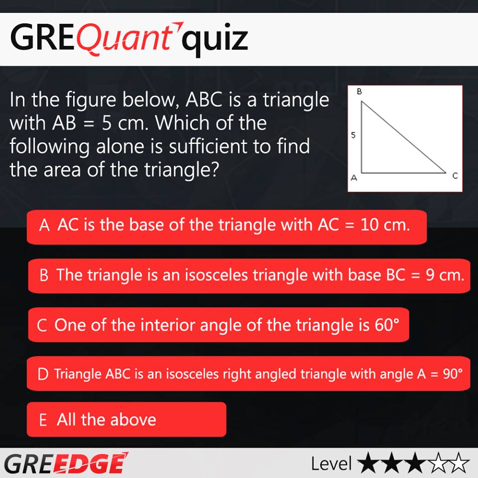 GREedge's tweet photo. Hello GRE Aspirants! Tell us what you think is the correct answer to this question in the comments below and we'll be announcing the correct option at 07:30 PM! 
Get your free eBook to know all about scoring a perfect Quants score of 170 HERE: https://t.co/rpwCHk53JR https://t.co/rPU7O4FAyP