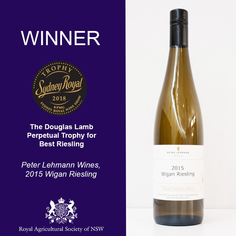 CONGRATULATIONS to Peter Lehmann Wines on winning the Douglas Lamb Perpetual Trophy for Best Riesling for their 2015 Wigan Riesling. #RASNSW #SydneyRoyal