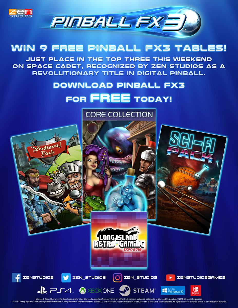 Zen Studios On Twitter Heading To Liretro This Weekend Win Some Free Pinballfx 3 Tables For Steam From Zen Studios The Top Three Of The 3d Pinball For Windows Space Cadet Tournament Will