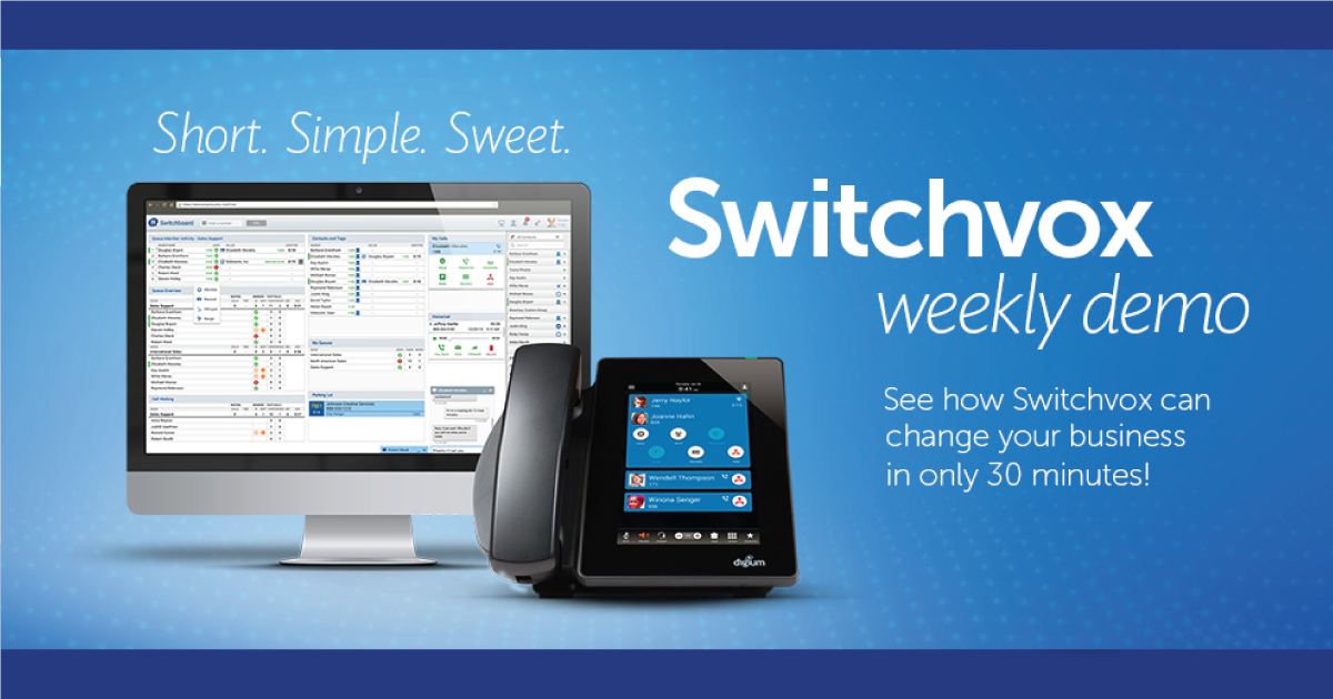 digium's tweet photo. Are you free today at 2 CT/3 ET? We'd like to invite you to join our free webinar where you'll learn all about Switchvox, the most efficient #UCsolution on the market: https://t.co/7svpPy8OhQ https://t.co/hukkF2JEDE