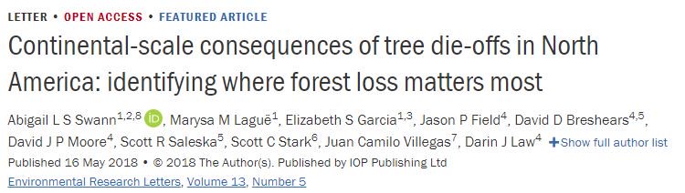 New insights from Abigail Swann @ecoclimatelab and others on the scale of impacts on GPP by #forestloss in distant regions - #ecoclimate #teleconnections   
doi.org/10.1088/1748-9… via @IOPscience