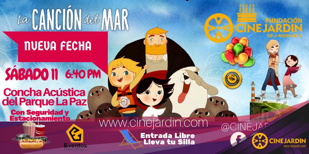 Colabora con Cine Jardín con la compra de cómida, así podemos seguir siendo cine gratis y ven a ver #LaCanciónDelMar esté Sábado #11Agosto 6:40PM en La Concha Acústica del Parque La Paz en el Paraíso <a href="/CafeparaMamas/">Café para Mamás®</a> cinejardin.com/nuevafechacanc…