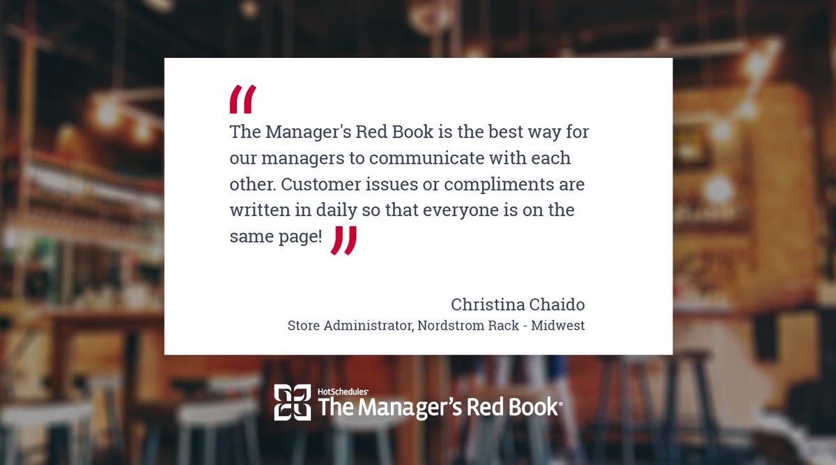 managersredbook's tweet image. Good communication is one thing that every business needs, no matter what. Use The Manager's Red Book to simplify your communications and run a #PerfectShift, like @nordstromrack!

See how it works: get.hotschedules.com/rb-keep-demo.h…

#nordstromrack #successstory #testimonials #success