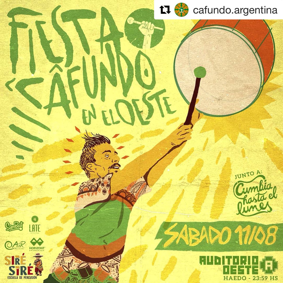 Nos vemos este sábado junto a <a href="/Cafundopercu/">Cafundó Percusión</a> en <a href="/AuditorioOeste/">Auditorio Oeste</a> !!!