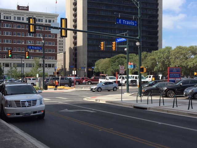 Kenricward's tweet image. $100M in promised San Antonio road repairs sounds like a lot. It won&apos;t go far. @COSAGOV spent $10M+ turning just three blocks of Main and Soledad into two-way streets. &quot;Improvements&quot; no one asked for. #MakeWork #rethinknirenberg #waste #fraud #abuse