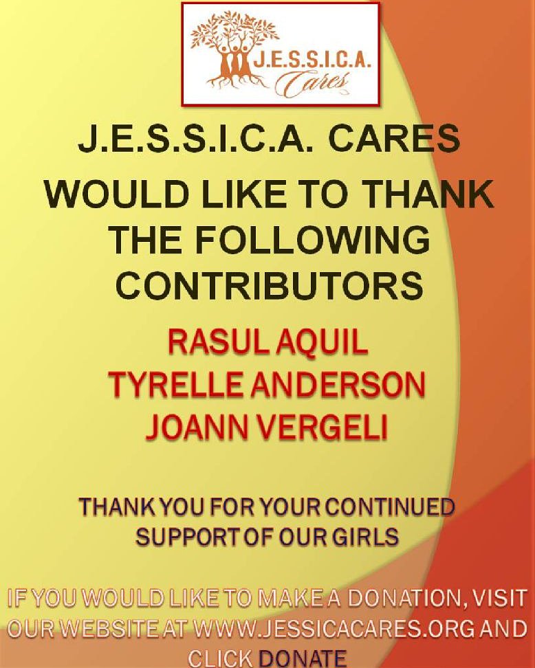 J.E.S.S.I.C.A. Cares would like to THANK our contributors for assisting in our upcoming Empowerment Retreat! Your support is GREATLY appreciated! Our girls thank you!
#jessicacares #thankful #grateful #Alhamdulillah #empowermentretreat #supportourgirls #taxdeductible #nonprofit