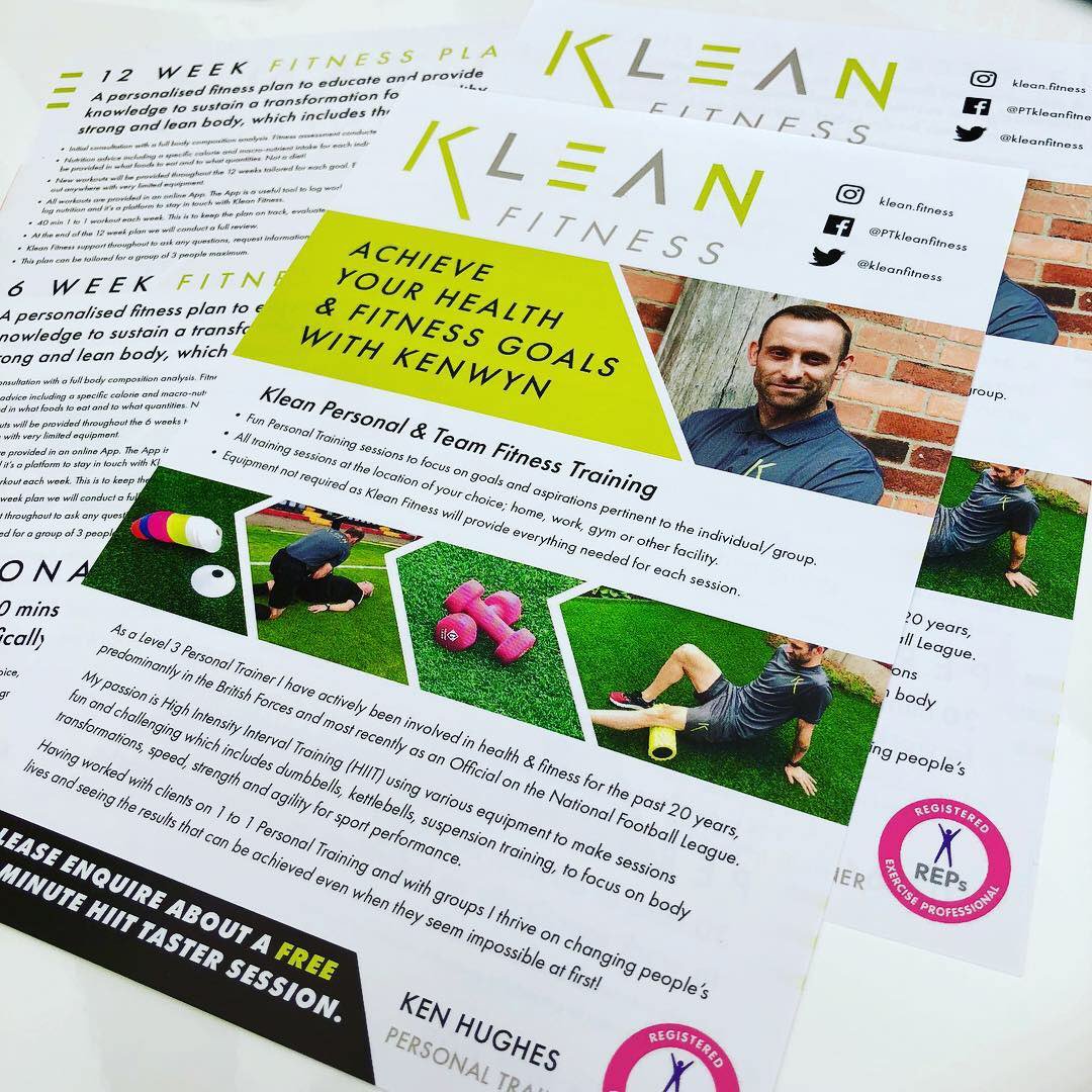 kleanfitness's tweet photo. So the new #leaflets are back from the printers! So excited to start sharing them with people of #Southwell and surrounding areas. Thanks so much to @susiehusondesign for her design work and inspiration. #localandsocial #12weekplan #6weekplan #personaltraining #kleanfitness https://t.co/whTDiB3r1W