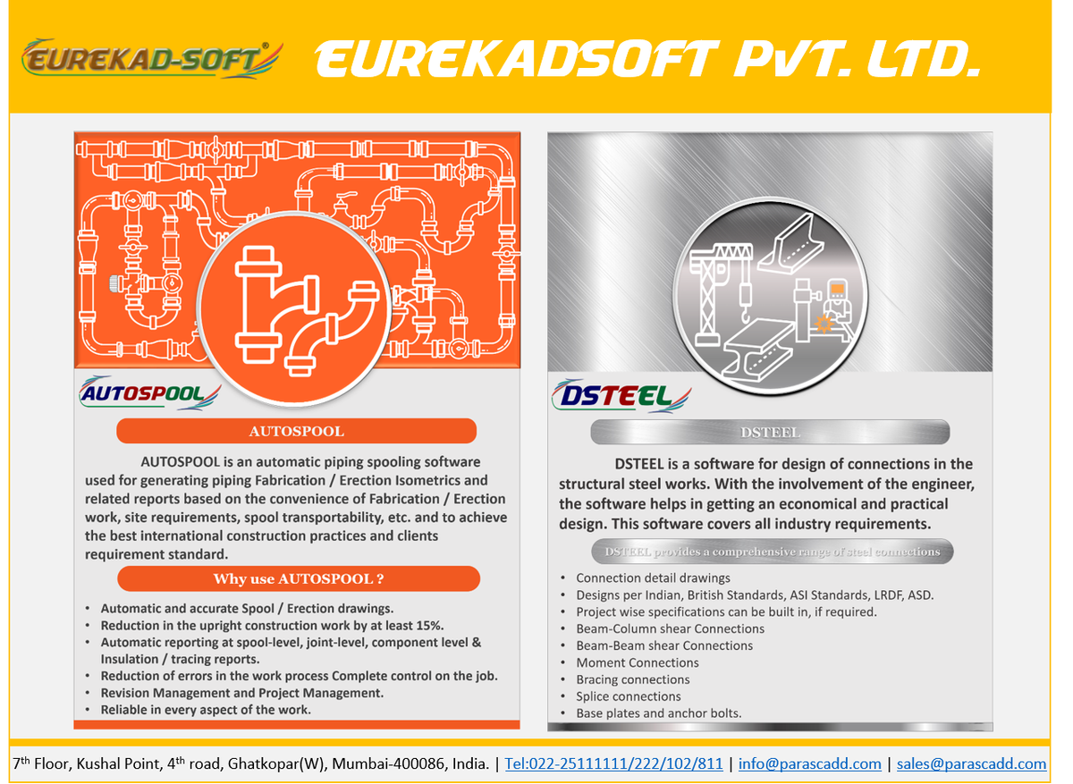 eurekad_soft's tweet photo. For more details about AUTOSPOOL OR DSTEEL Software and Hardware requirements kindly visit the link given below:
https://t.co/95W7rLfmFk
https://t.co/LivwDruKZ2
https://t.co/I7aawxlk7g
https://t.co/HaD1Ffrwrp

#SteelFabricationManagementsoftware #pipefabricationsoftware #Plant https://t.co/Yrfoy134S1