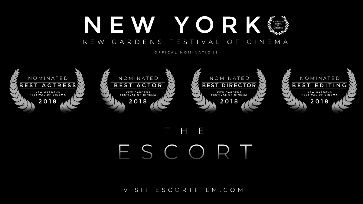 TheEscortFilm's tweet photo. So excited for #TheEscortFilm's WORLD DEBUT today at New York's @KGFCFilmFest, particularly following a host of award nominations for our talented cast and crew! Director @bizhan_tong will also be on the official Kew Gardens Festival of Cinema podcast, available from tonight! https://t.co/shAnqKX9I8