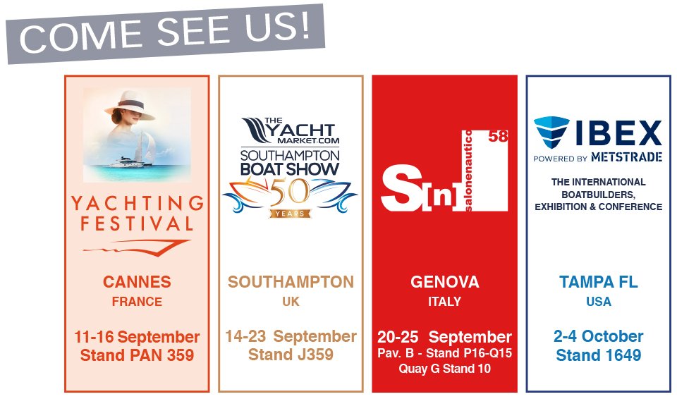 QuickItaly's tweet photo. Trade shows season is about to start, this is where you'll find us and our novelties, come see us! #goquick #tradeshows #cannesyachtingfestival #TYMSBS18 #salonenautico #IBEXshow https://t.co/vDfo2hr8sb