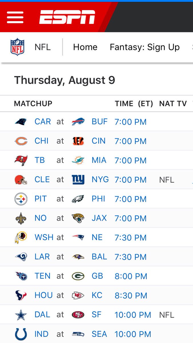 AdamSchefter's tweet image. Tonight’s action, preseason Week 1.
