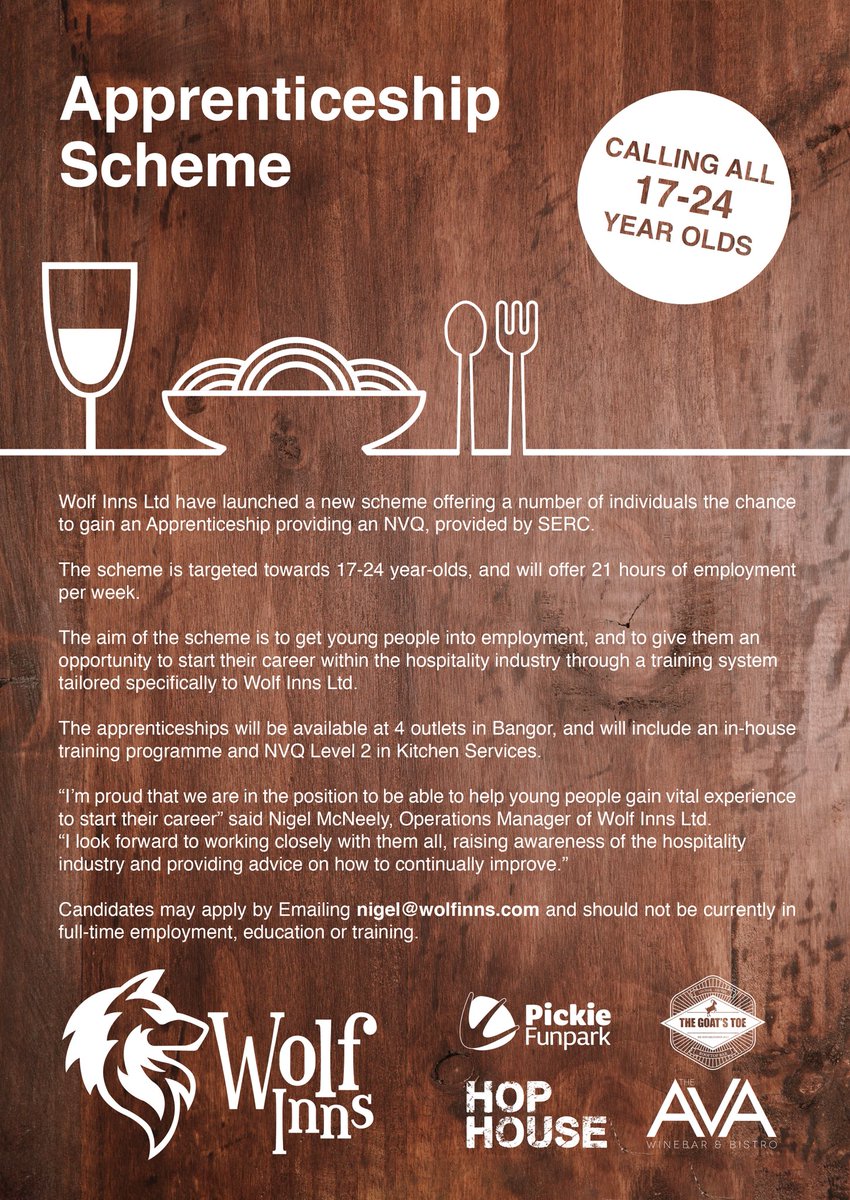 avabangor's tweet photo. Looking to gain qualifications and experience in the catering and hospitality trade? This Bangor apprenticeship may just be for you! Get in touch today 🍴 #nijobs https://t.co/jc3aZIj84r