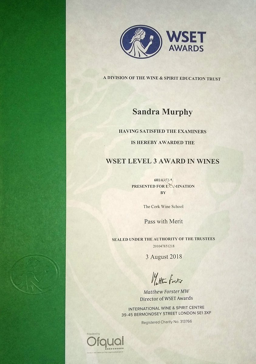 SandyKMurphy's tweet photo. Woo hoo!!!  I passed the WSET Level 3 with Merit!! 🍾🥳 Time for a drink now 😉LOL!!! 🍷 #wine #winelover #wset #wsetglobal #winelovers @winegal57 @willneedsmust @winetastingire https://t.co/yQUgSvM3X3