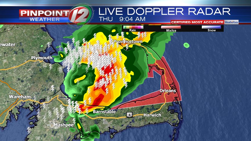 michmuscatello's tweet image. CAPE COD SEVERE THUNDERSTORM WARNING issued for Barnstable County, Especially Wellfleet/Provincetown due to potential damaging wind gusts to 60mph.
