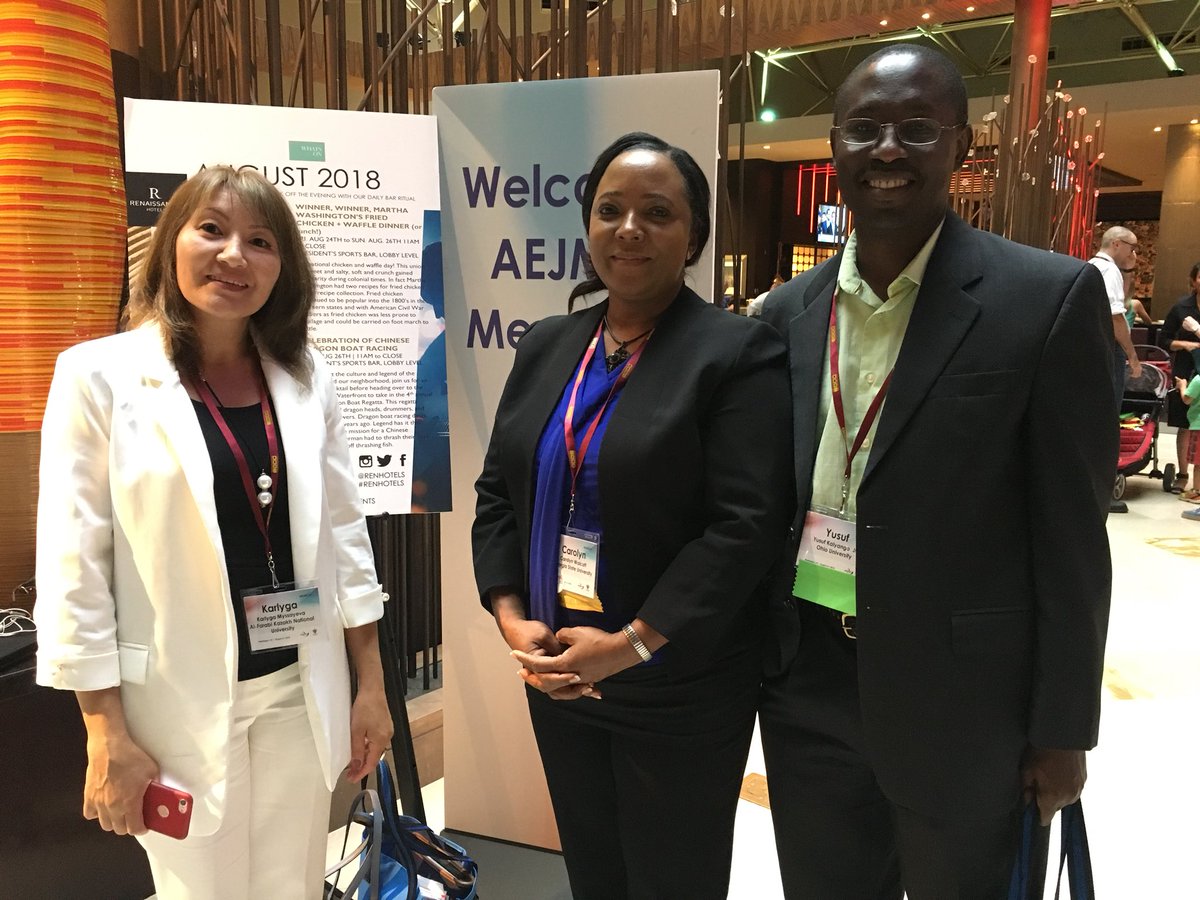 Prof_YKalyango's tweet photo. Alumni of our annual @StudyoftheUS institutes continue to do amazing work &amp; to collaborate with our faculty &amp; the IIJ. Here, we have our 2012, 2014 &amp; 2016 still engaged with the all-important @aejmc since @scrippsjschool 1st introduced the convention to scholars. Thnx @ECAatState https://t.co/M3ROkIQLSC