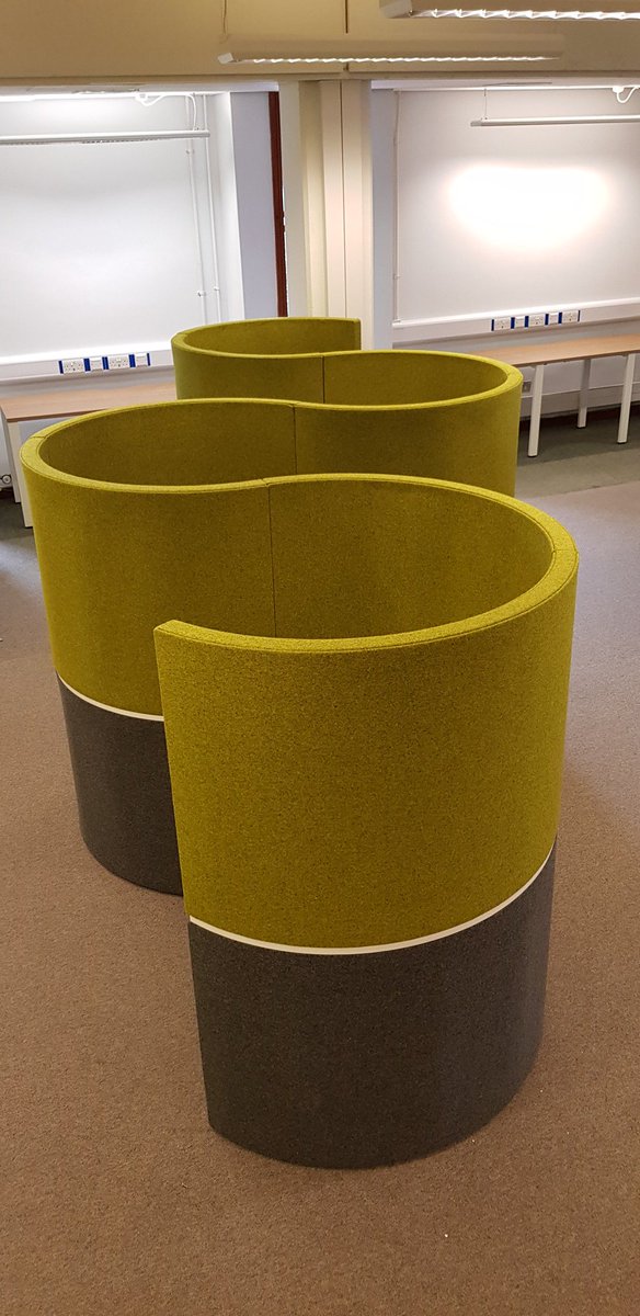 LibraryDMU's tweet image. Ta-dah! Curvaceous individual study booths, new to Kimberlin Library&apos;s First Floor as part of our #SpaceForSuccess refurbishment and available soon when the floor re-opens later this month @dmuleicester @demontfortsu #LoveDMU #YourLibrary #DMU #FindYourSpace