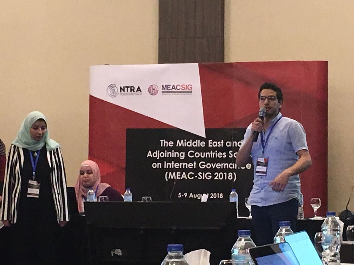 Ghazoulyyy's tweet photo. Fruitful participation and experince at @meacsig 2018, Internet Governance is a very important issue for me, especially when it comes to content regulations! #MEACSIG https://t.co/a61WMMNA9O