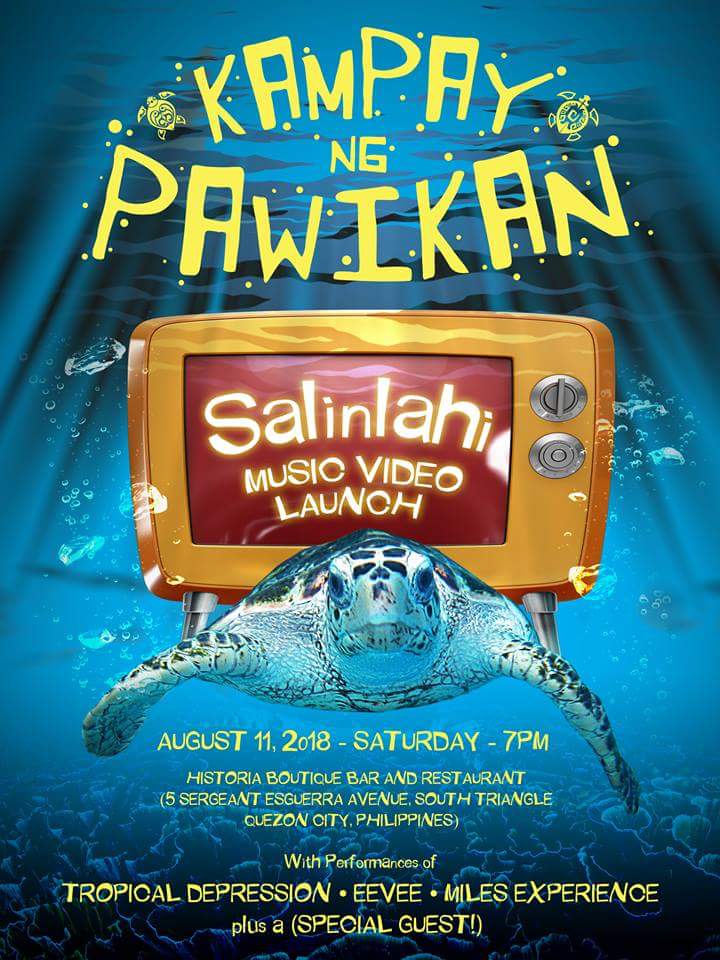 InsomniaPh's tweet photo. SALINLAHI MUSIC VIDEO LAUNCH ng PAWIKAN BAND
sa darating na Agosto 11, 2018, 7pm, magaganap sa Historia Boutique Bar and Restaurant , Quezon City!

With special performances from: @eeveeband
@MilesExperience, Tropical Depression and a very SPECIAL GUEST! https://t.co/R1vq1T1InS