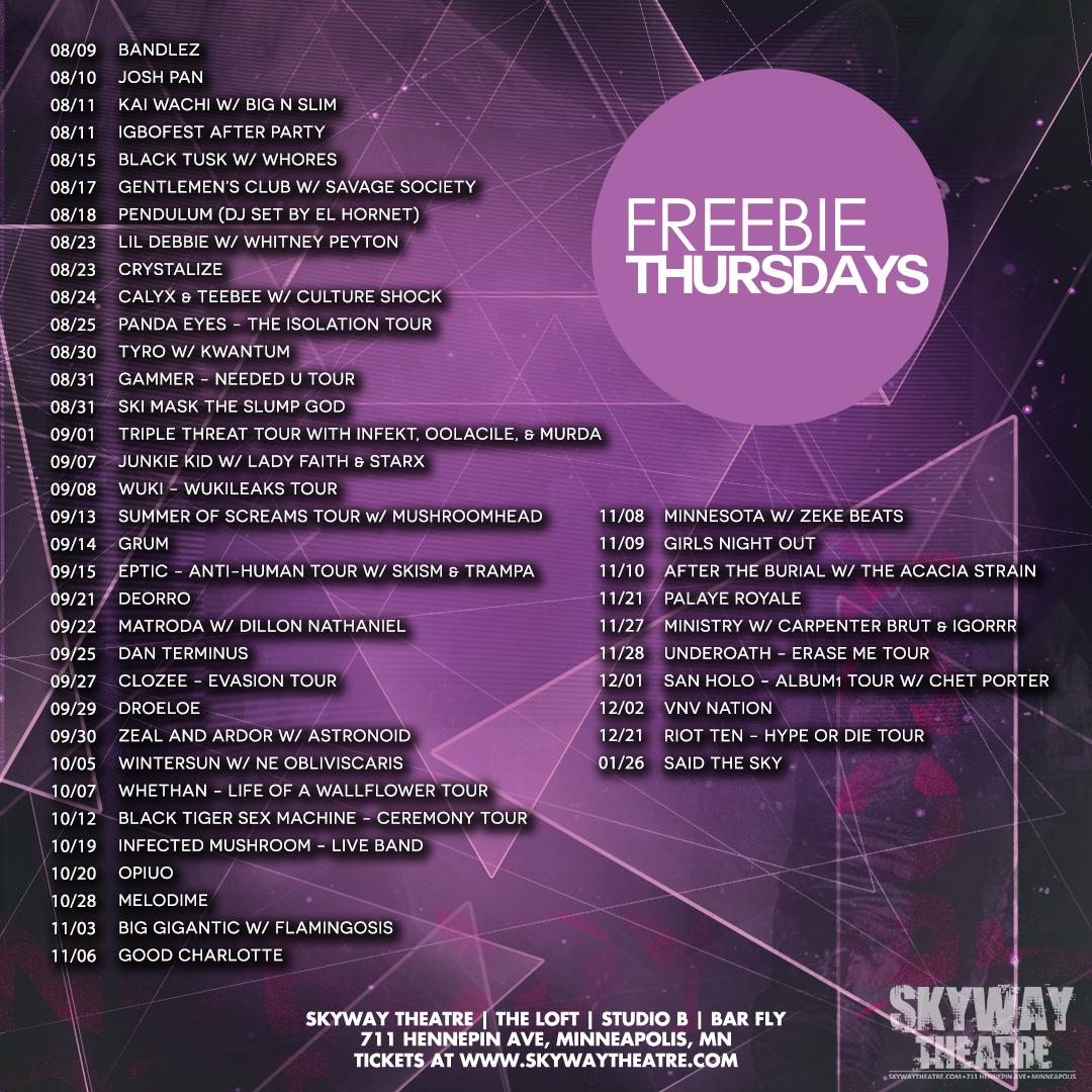 SkywayTheatre's tweet photo. *FREEBIE THURSDAY* 
WIN a PAIR of tix 2 a show! Follow us, retweet, pick a show &amp; tag a friend! Follow us on Instagram + Facebook to triple your chances at winning!! https://t.co/FM5HTPY9rN