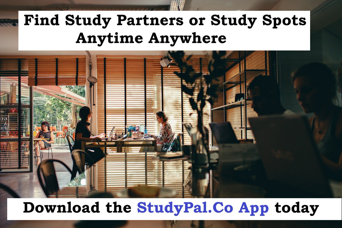 StudyPalCo's tweet image. Looking for #StudyPartner or #StudySpots or #StudyGurus (Tutor) nearby?

Checkout  StudyPal.co app today. Easy solution to all your study problems

#GMAT #CFA #CPA #PMP #LSAT #GRE #TOEFL #NCLEX #USMLE #MCAT #TOEFL #IELTS #FRM #CAIA #BarExam #PEexam #FEexam #actuary