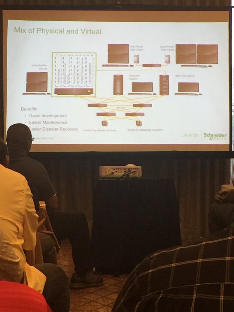CraigDResnick's tweet photo. #FoxboroUserGroup @SchneiderElec the popularity and benefits of #virtualization and #thinclient continues to grow, especially in an #IIoT world, less #power, space, and weight, decouple #hardware from #Software so #upgrades can be done independent of each other @arc_advisory https://t.co/h5hj3s9uef